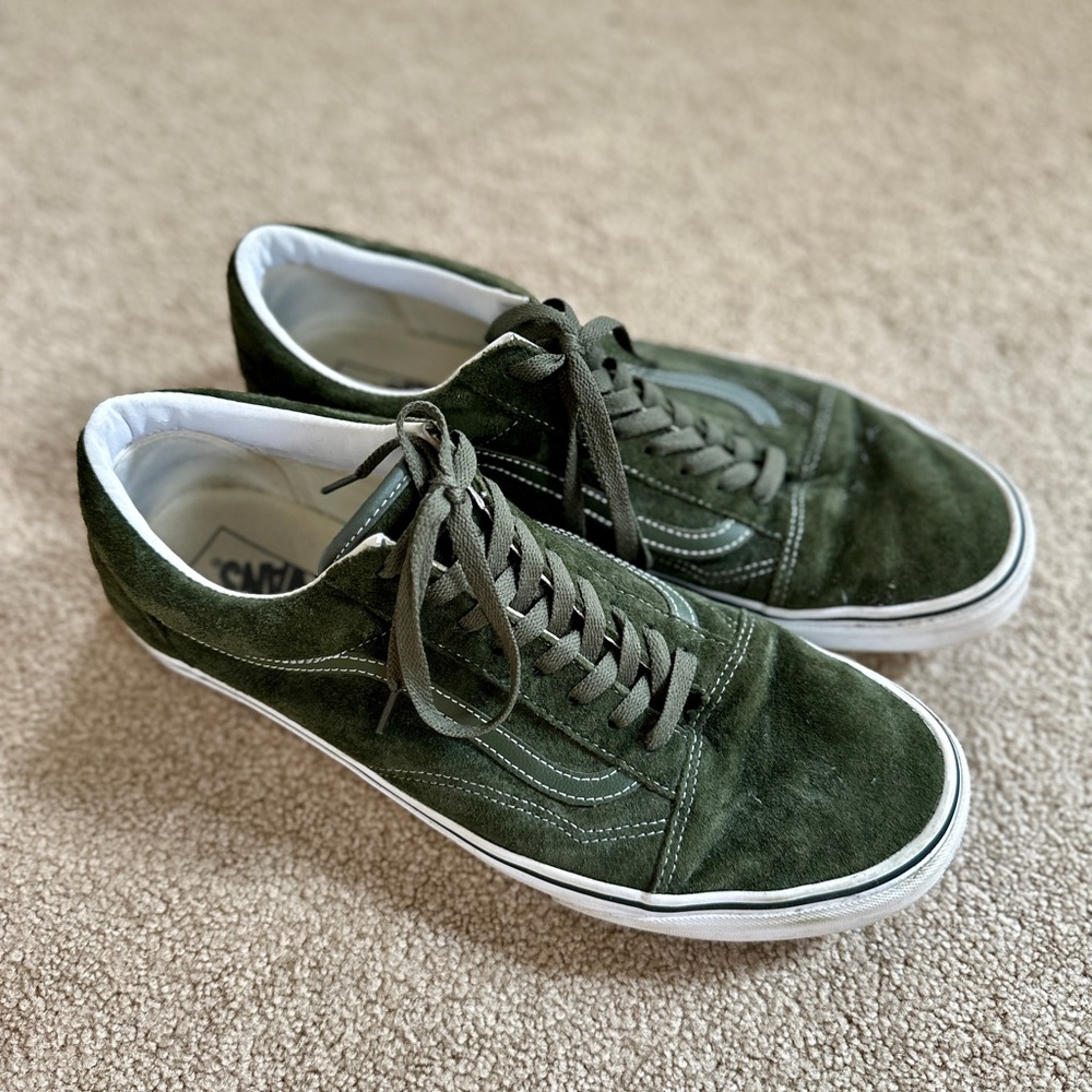VANS Old Skool ECO DRY (Pig Suede)Olive/True White(Army, Military Green)Size 13M
